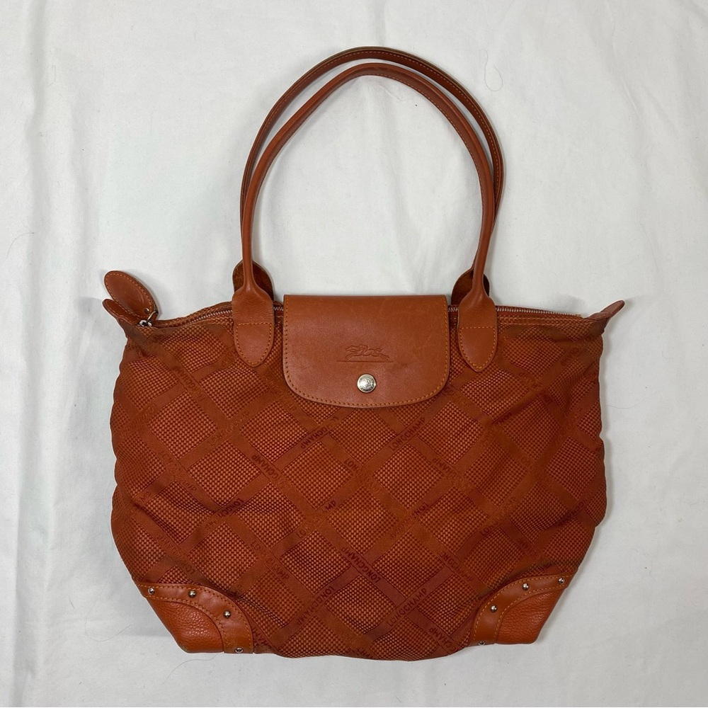 Longchamp Le Pilage Orange Monogram Tote Bag
